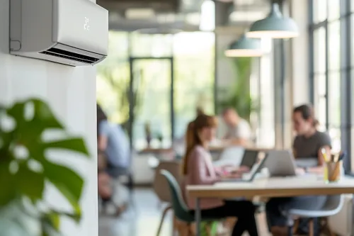 Climatisation réversible compacte montée dans un studio parisien optimisant l'espace tout en assurant confort thermique