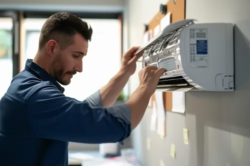 Filtres encrassés de climatiseur réduisant l'efficacité énergétique et nécessitant un entretien régulier
