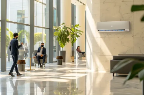 Climatiseur premium avec fonctions intelligentes montrant un retour sur investissement rapide et économies d'énergie